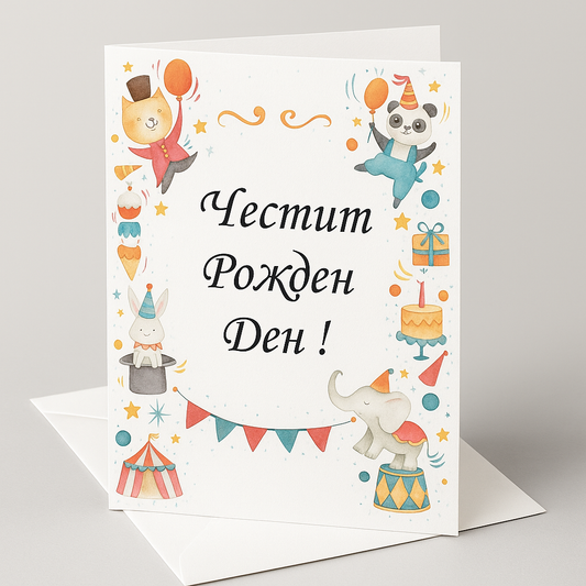 Картичка с бял пощенски плик НА ЕДРО, рожден ден