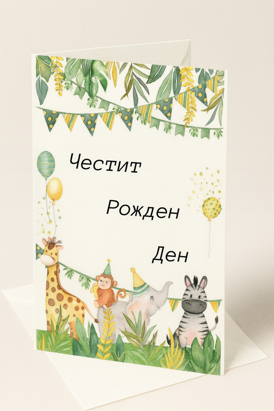 Картичка с бял пощенски плик НА ЕДРО, рожден ден