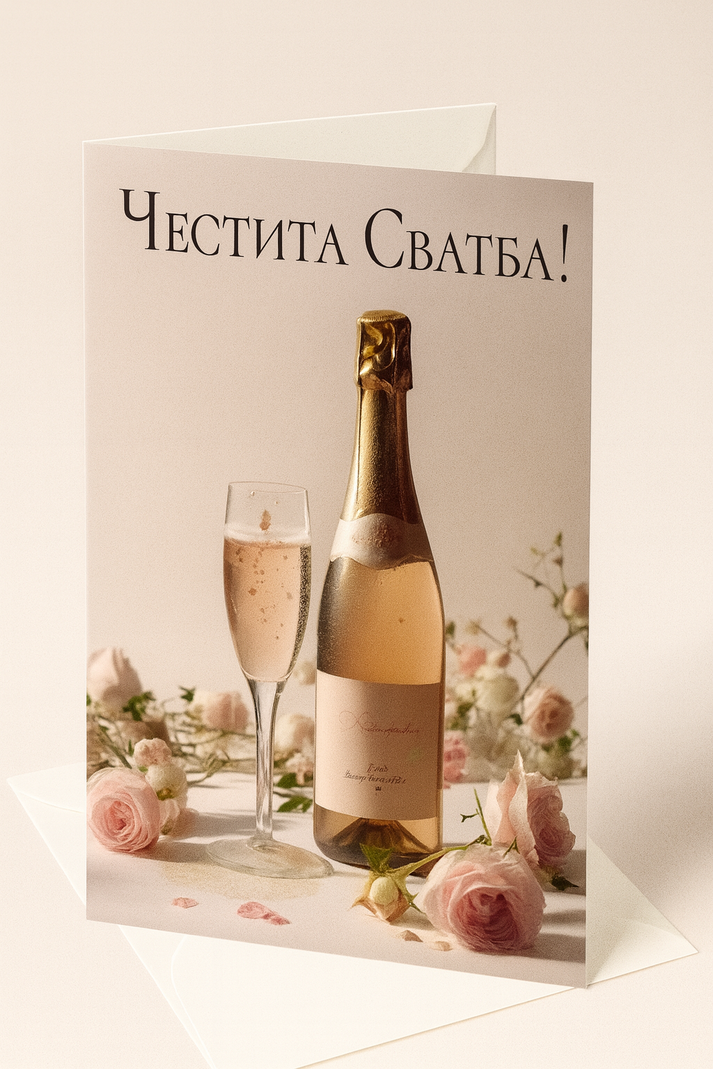 Картичка с бял пощенски плик НА ЕДРО, сватба