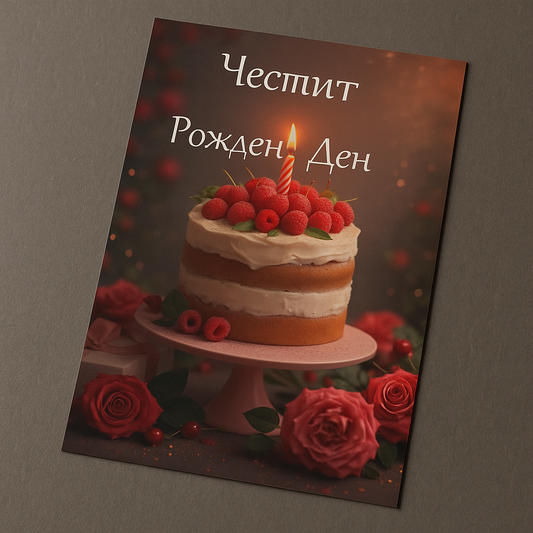 Картичка с бял пощенски плик НА ЕДРО, рожден ден