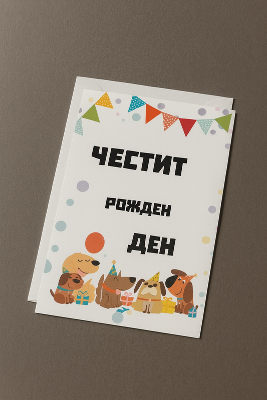 Картичка с бял пощенски плик НА ЕДРО, рожден ден