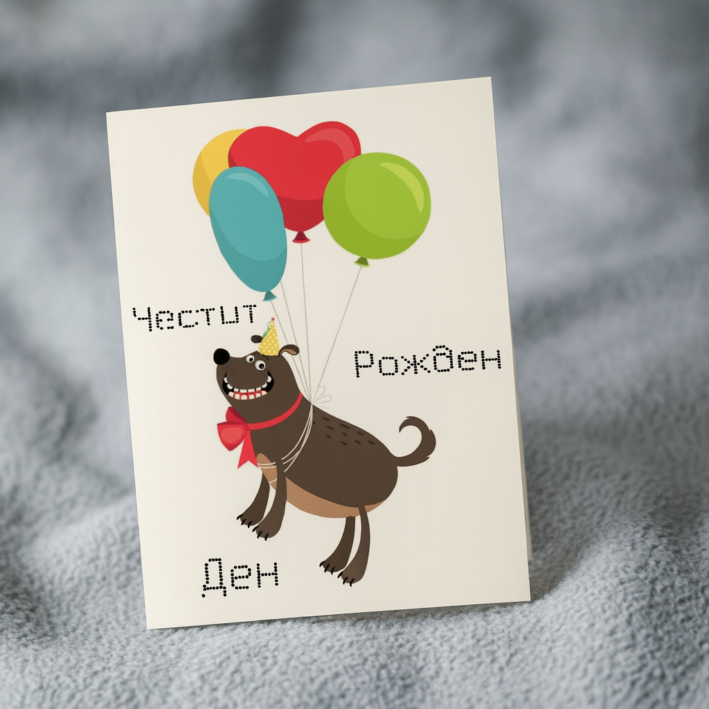 Картичка с бял пощенски плик НА ЕДРО, рожден ден