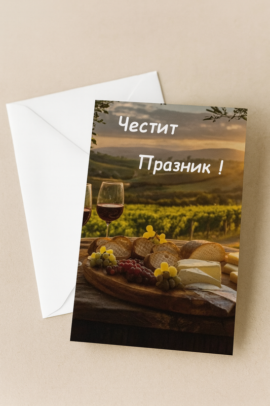 Картичка с бял пощенски плик НА ЕДРО, празник