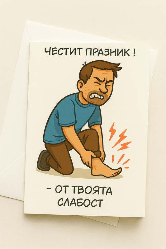 Картичка с бял пощенски плик НА ЕДРО, от твоята слабост