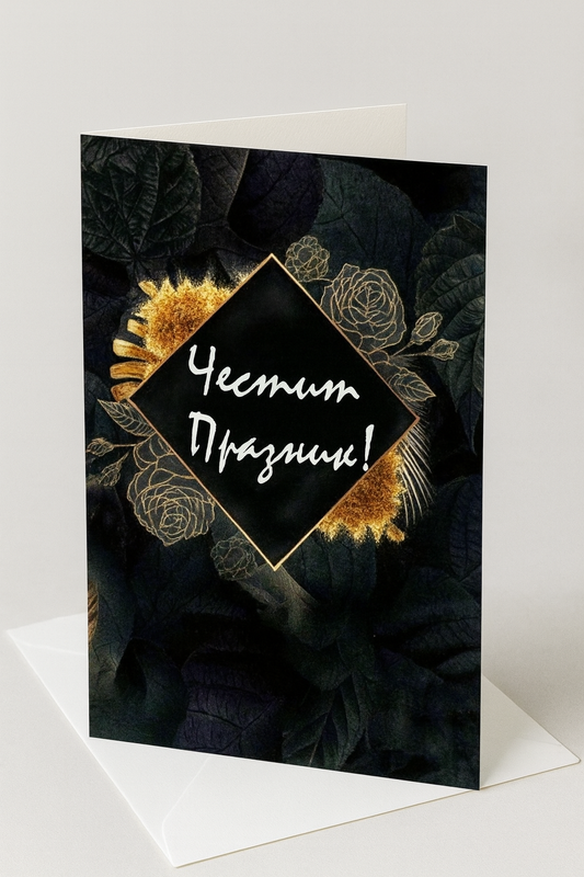 Картичка с бял пощенски плик НА ЕДРО, празник