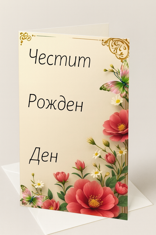 Картичка с бял пощенски плик НА ЕДРО, рожден ден