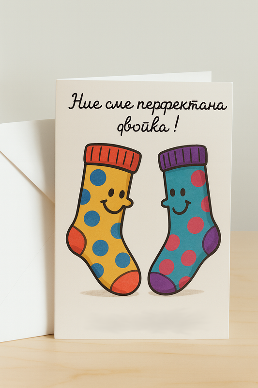 Картичка с бял пощенски плик НА ЕДРО, перфектната двойка