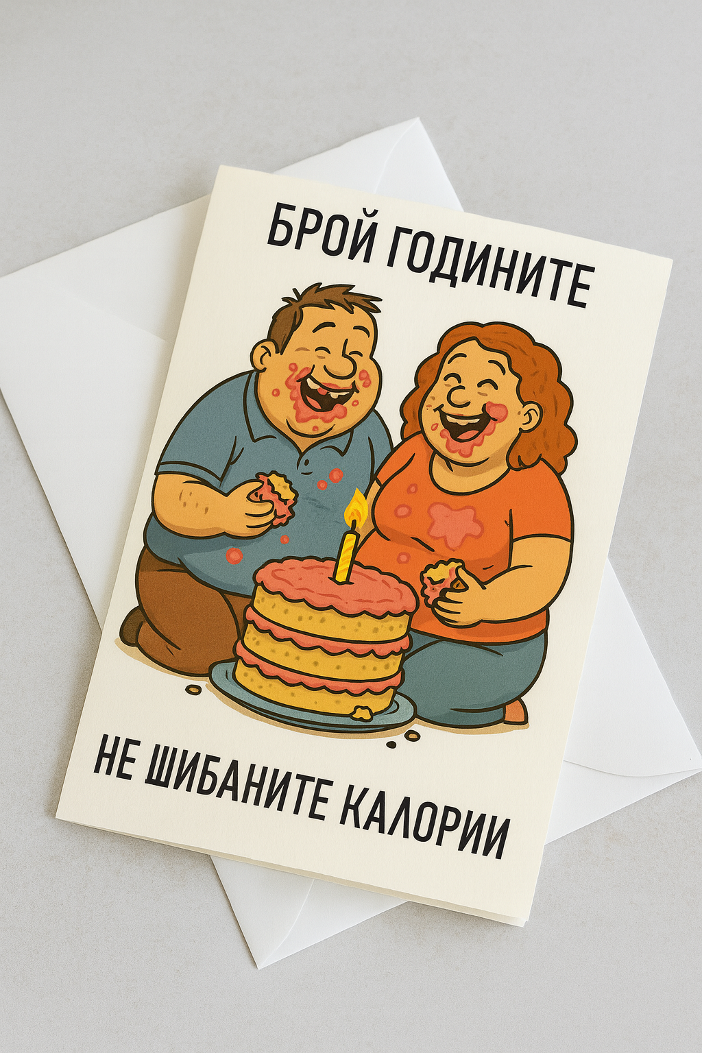 Картичка с бял пощенски плик НА ЕДРО, брой годините