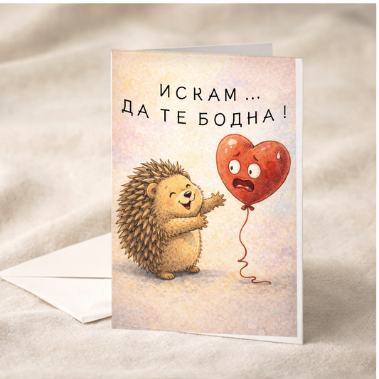 Картичка с бял пощенски плик НА ЕДРО, Да те бодна