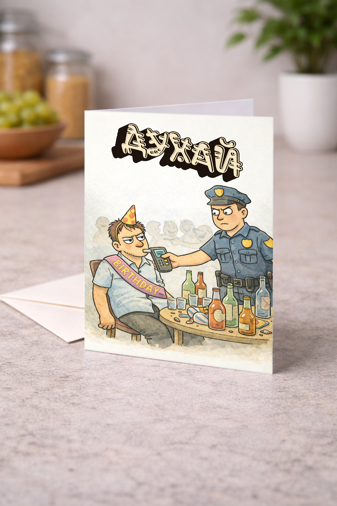 Картичка с бял пощенски плик НА ЕДРО, Духай 2