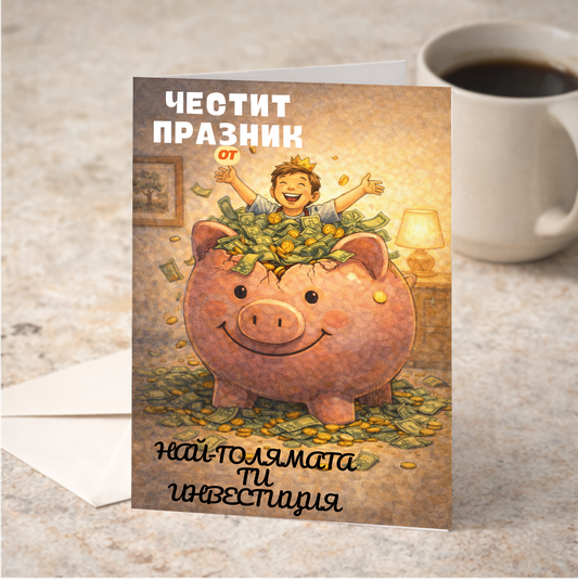 Картичка с бял пощенски плик НА ЕДРО, Най-голямата инвестиция