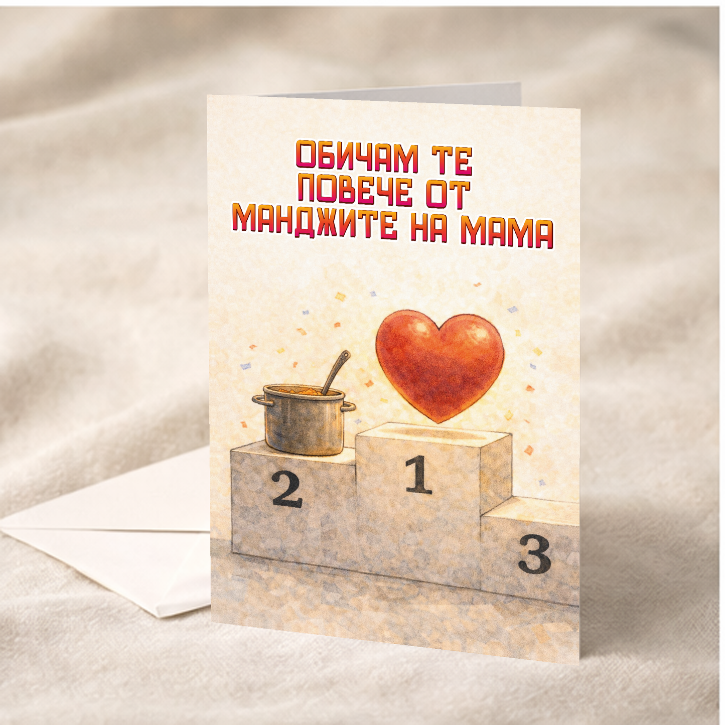 Картичка с бял пощенски плик НА ЕДРО, Манджите на мама