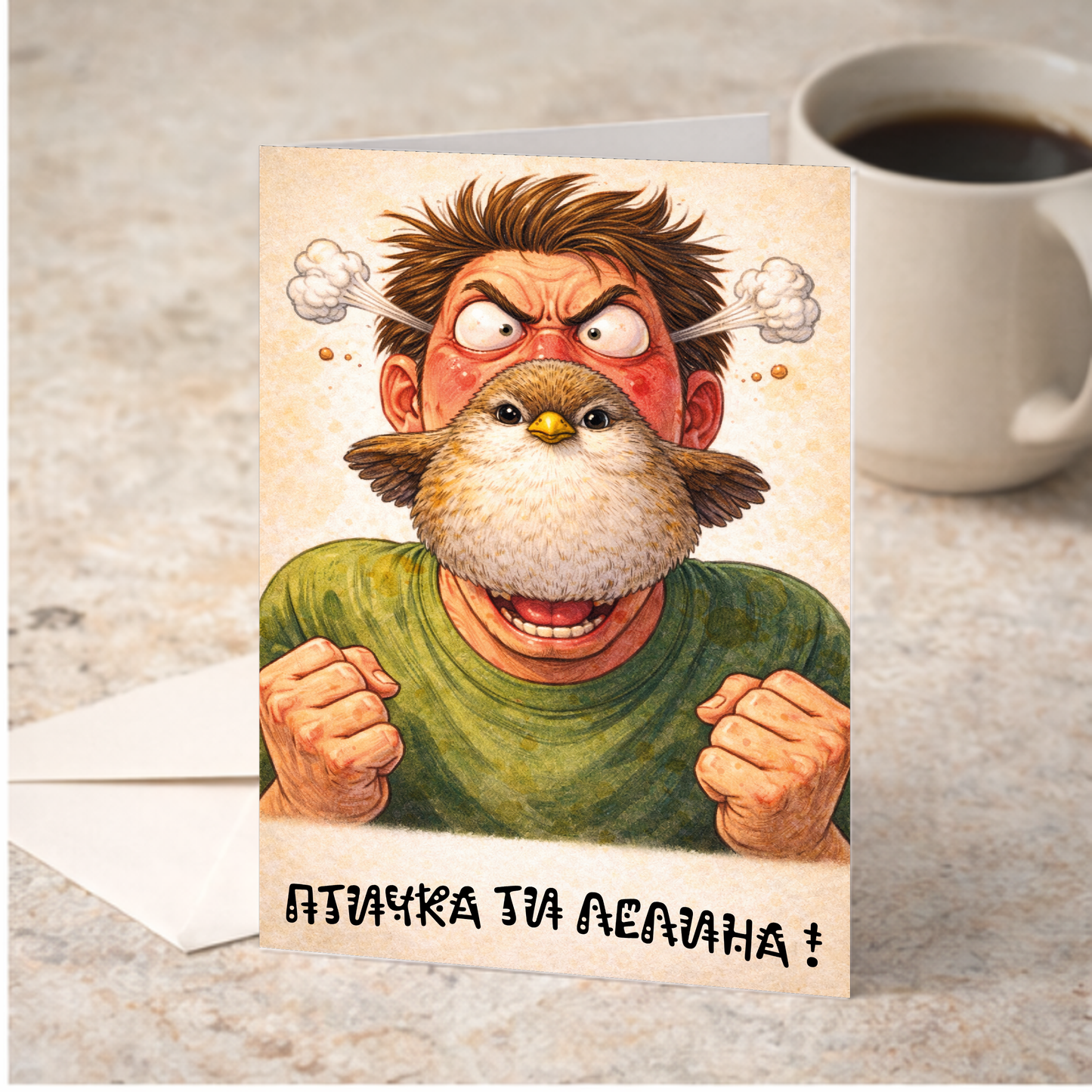 Картичка с бял пощенски плик НА ЕДРО, Птичка ти лелина