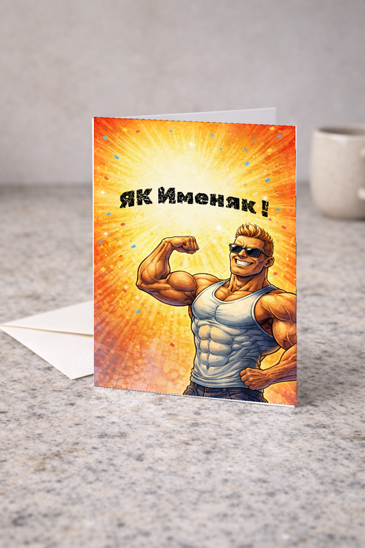 Картичка с бял пощенски плик НА ЕДРО, Як именяк