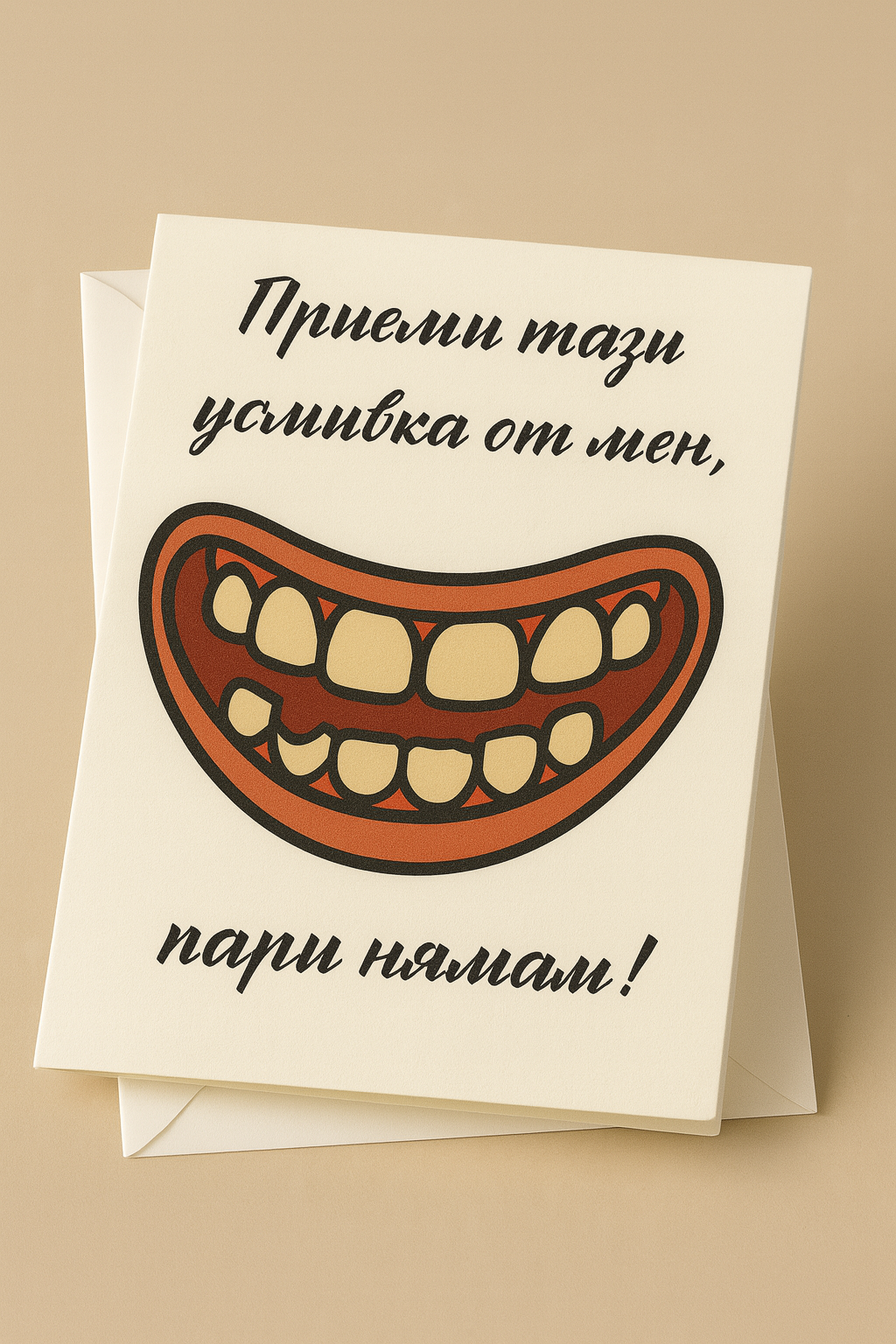 Картичка с бял пощенски плик НА ЕДРО, Пари нямам