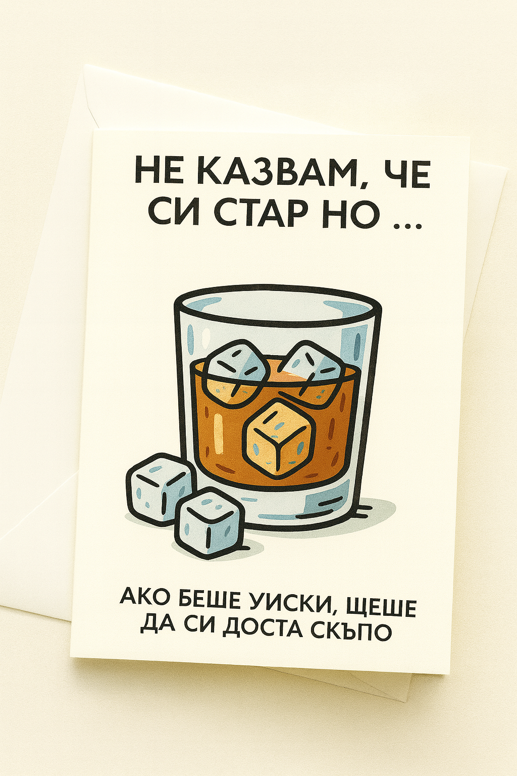 Картичка с бял пощенски плик НА ЕДРО, Ако беше уиски
